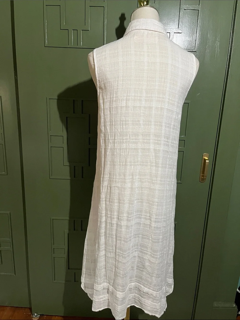 Isabella Sinclair White Sleeveless Collared Swim Cover-Up Dress